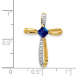 14k w/Rhodium Lab Created Sapphire and Diamond Cross Slide
