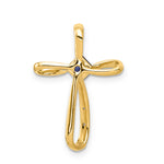 14k w/Rhodium Lab Created Sapphire and Diamond Cross Slide