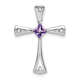 14k White Gold Amethyst and Diamond Cross Chain Slide