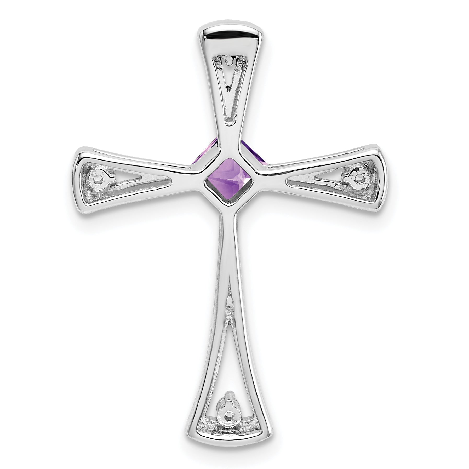 14k White Gold Amethyst and Diamond Cross Chain Slide