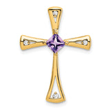 14k Amethyst and Diamond Cross Chain Slide