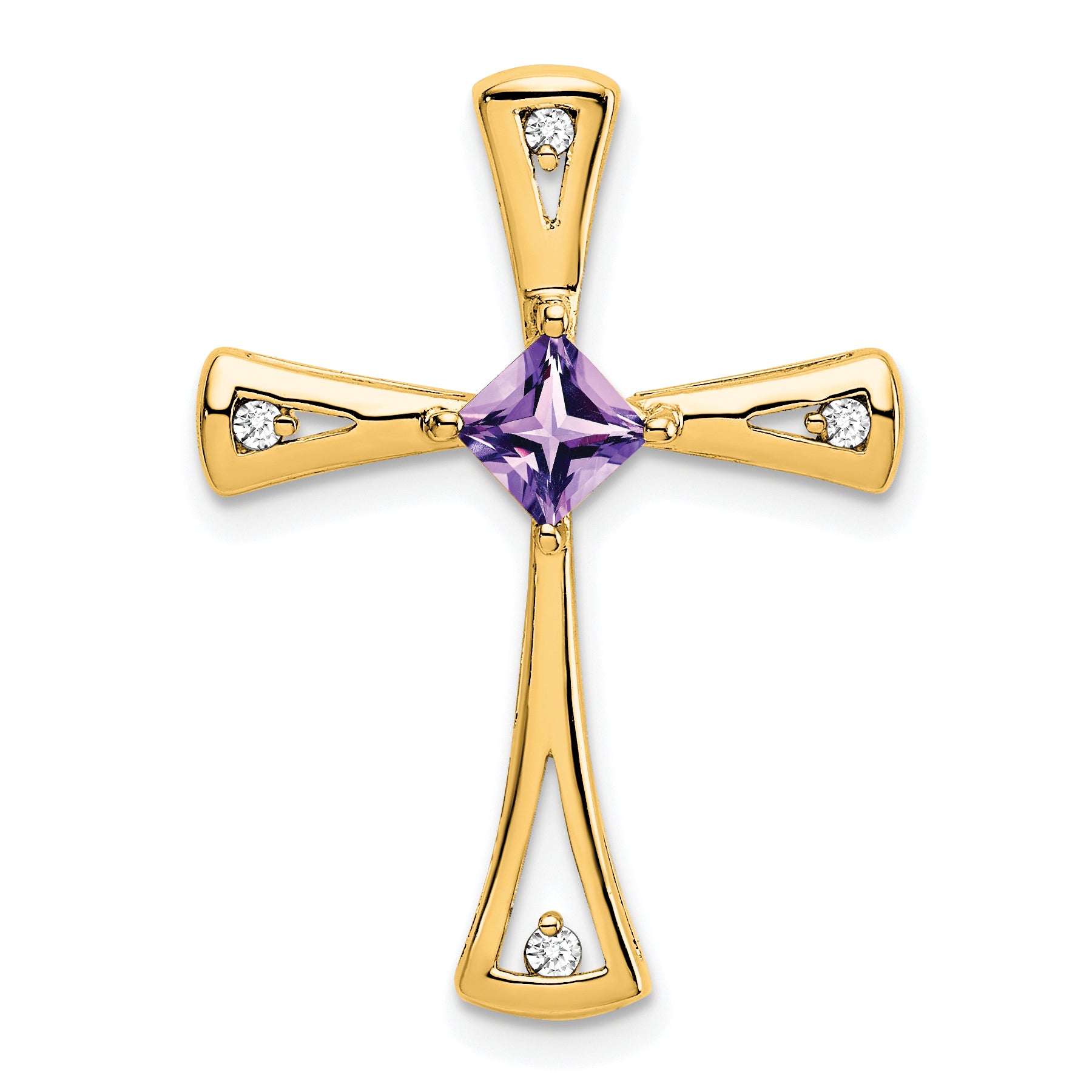 14k Amethyst and Diamond Cross Chain Slide