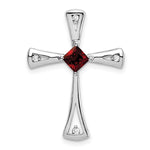 14k White Gold Garnet and Diamond Cross Chain Slide