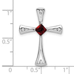 14k White Gold Garnet and Diamond Cross Chain Slide