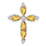 14k White Gold Citrine and Diamond Cross Chain Slide
