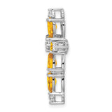 14k White Gold Citrine and Diamond Cross Chain Slide