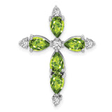 14k White Gold Peridot and Diamond Cross Chain Slide