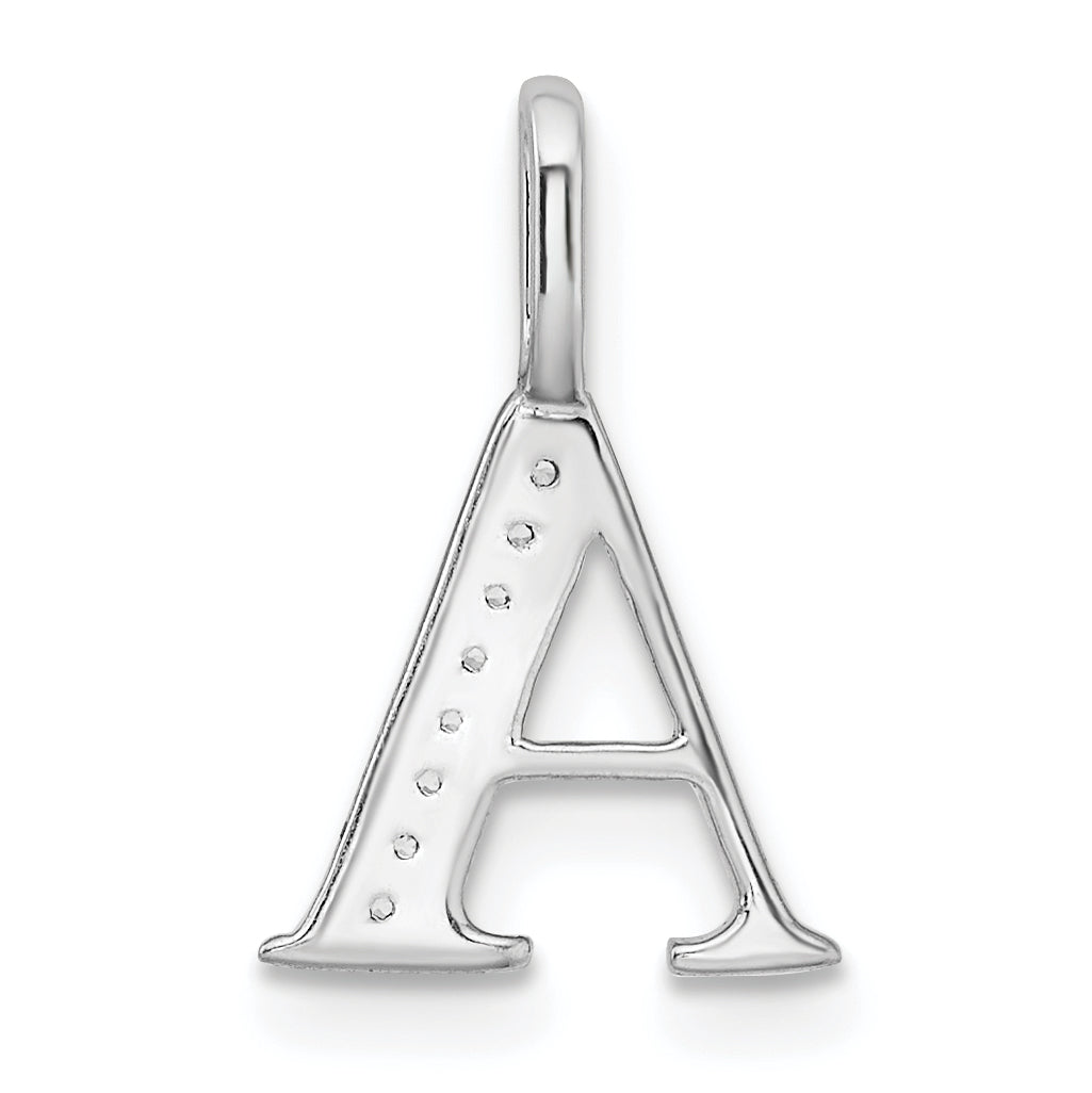14K White Gold Diamond Letter A Initial Pendant