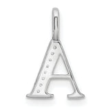 14K White Gold Diamond Letter A Initial Pendant