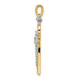 14k Two-tone Polished Diamond Cross
