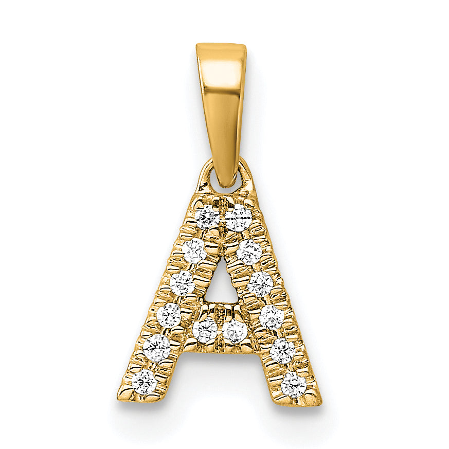 14K  Diamond Letter A Initial with Bail Pendant