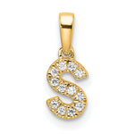 14K  Diamond Letter S Initial with Bail Pendant