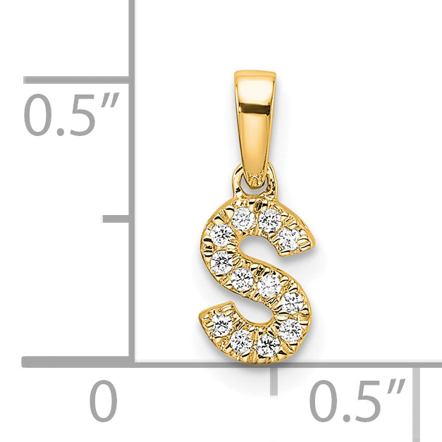 14K  Diamond Letter S Initial with Bail Pendant
