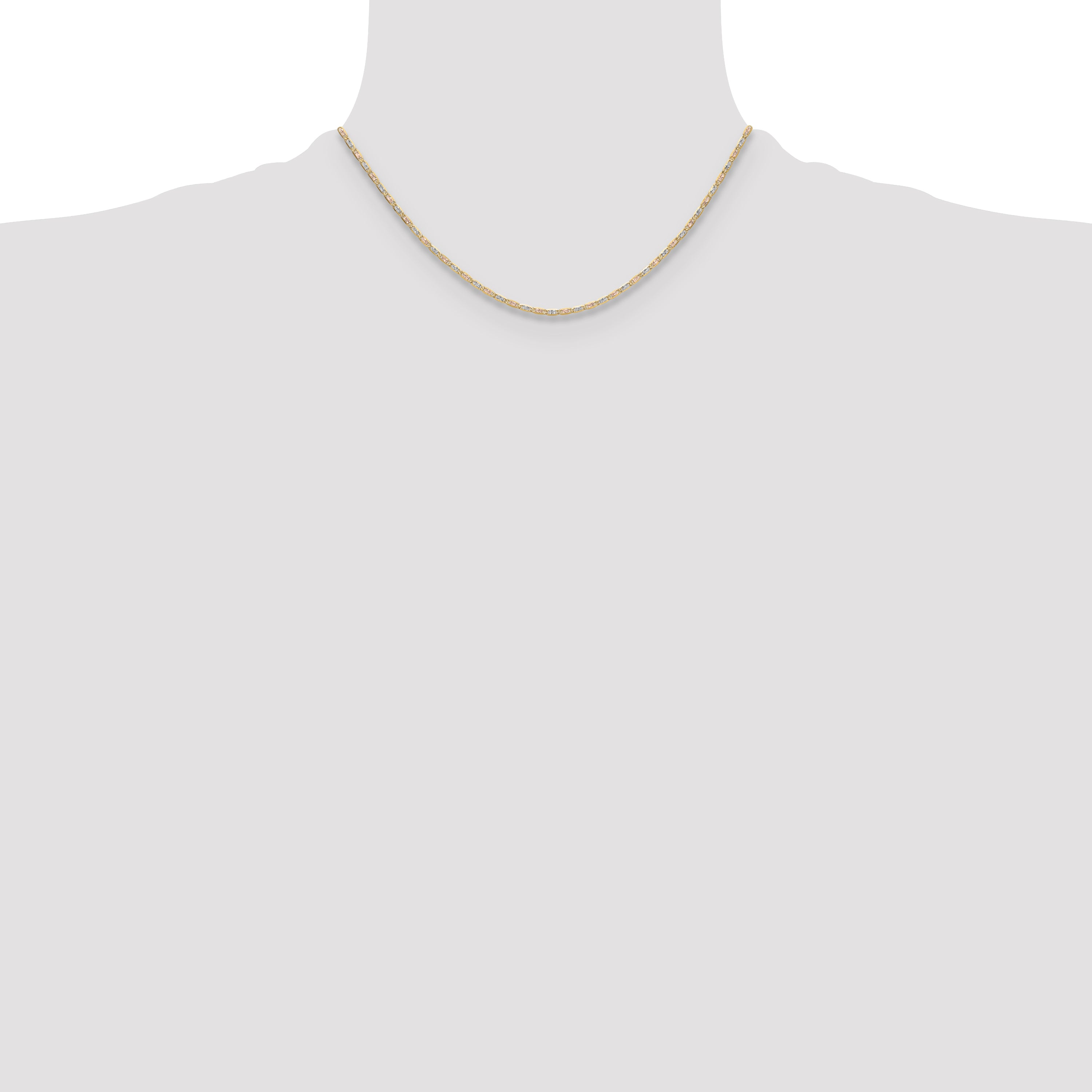 14k 2.0mm Tri-color Gold PavÃ© Valentino Chain