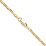 14k 2.0mm Tri-color Gold PavÃ© Valentino Chain