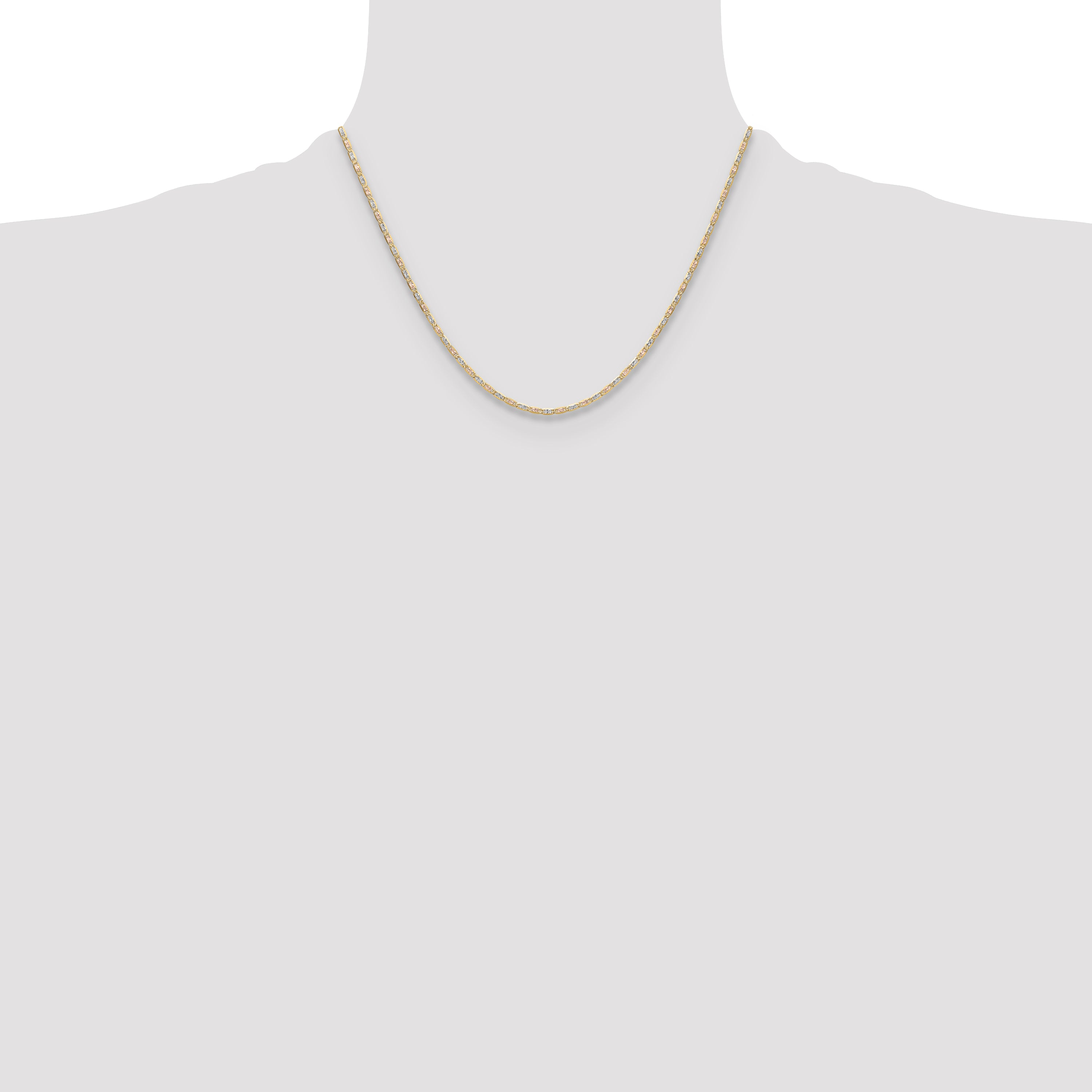 14k 2.0mm Tri-color Gold PavÃ© Valentino Chain