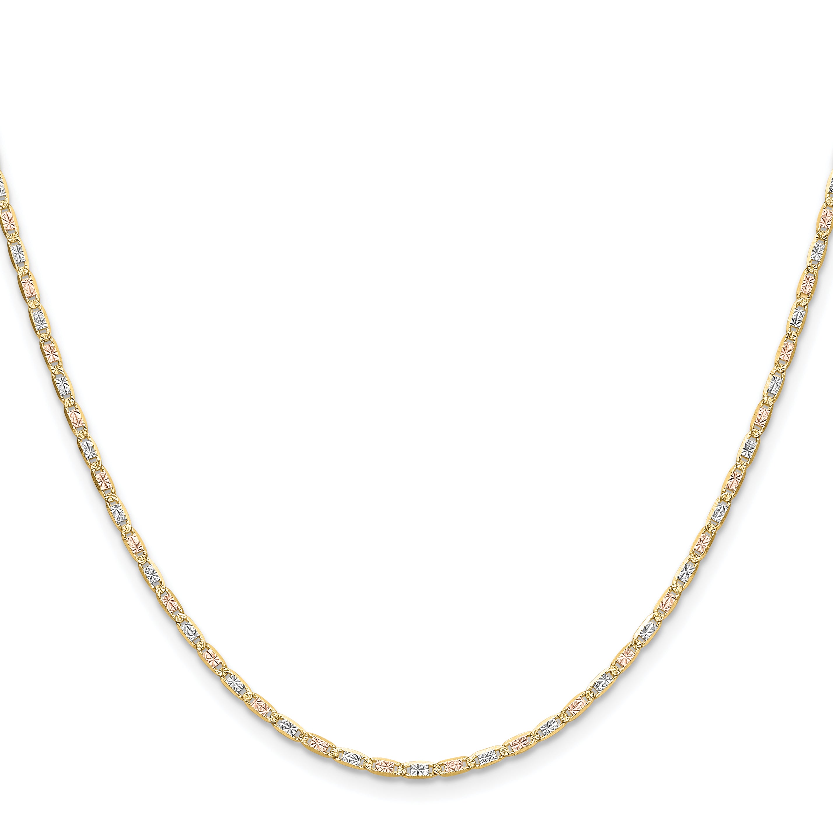 14k 2.0mm Tri-color Gold PavÃ© Valentino Chain
