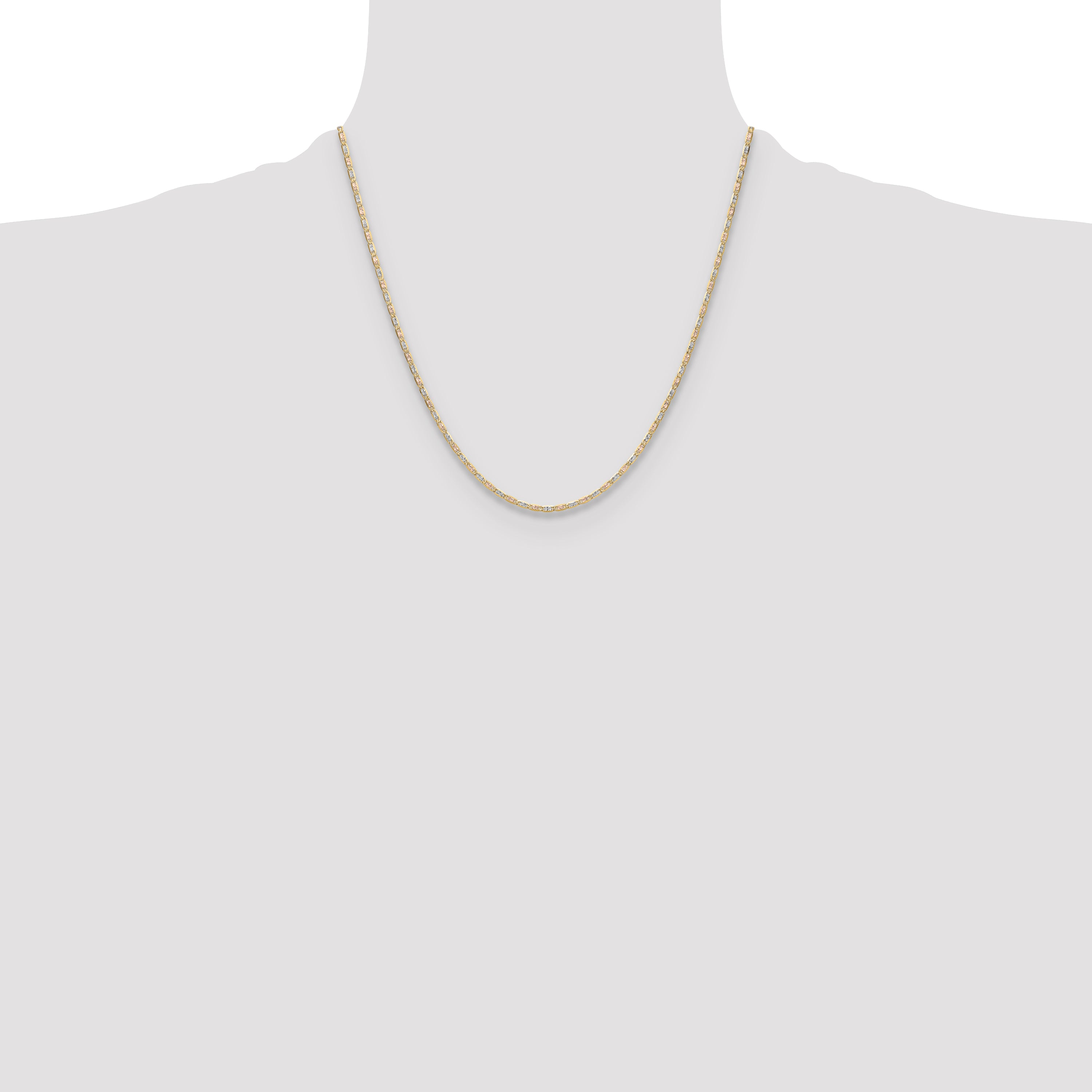 14k 2.0mm Tri-color Gold PavÃ© Valentino Chain