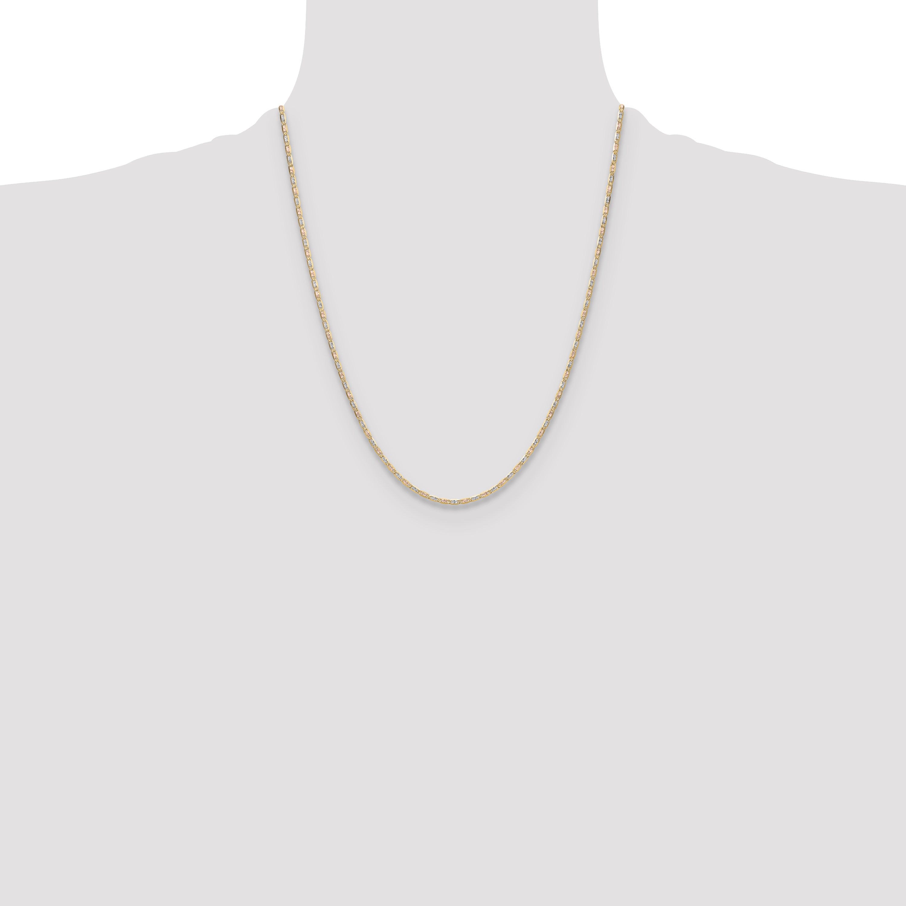 14k 2.0mm Tri-color Gold PavÃ© Valentino Chain