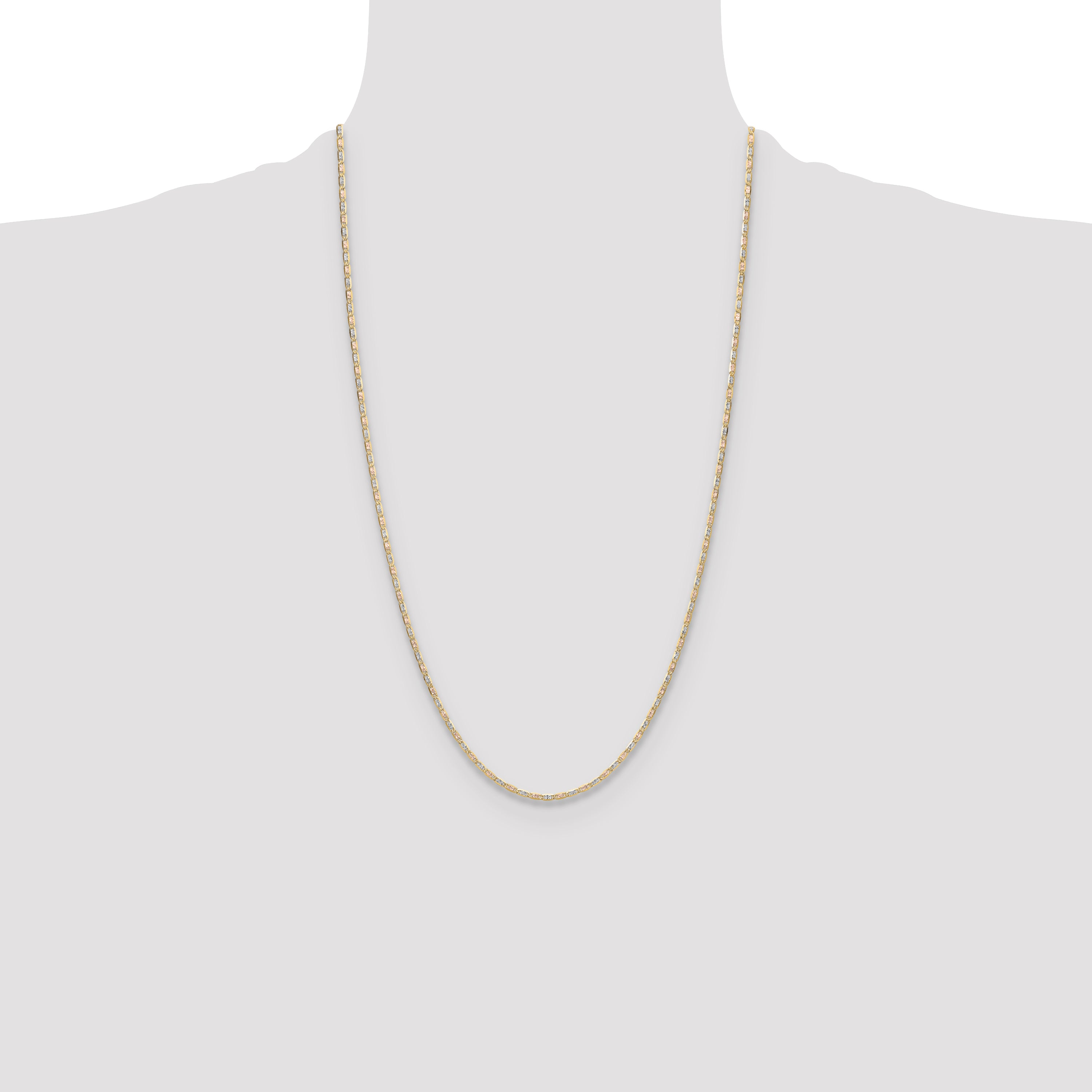 14k 2.0mm Tri-color Gold PavÃ© Valentino Chain