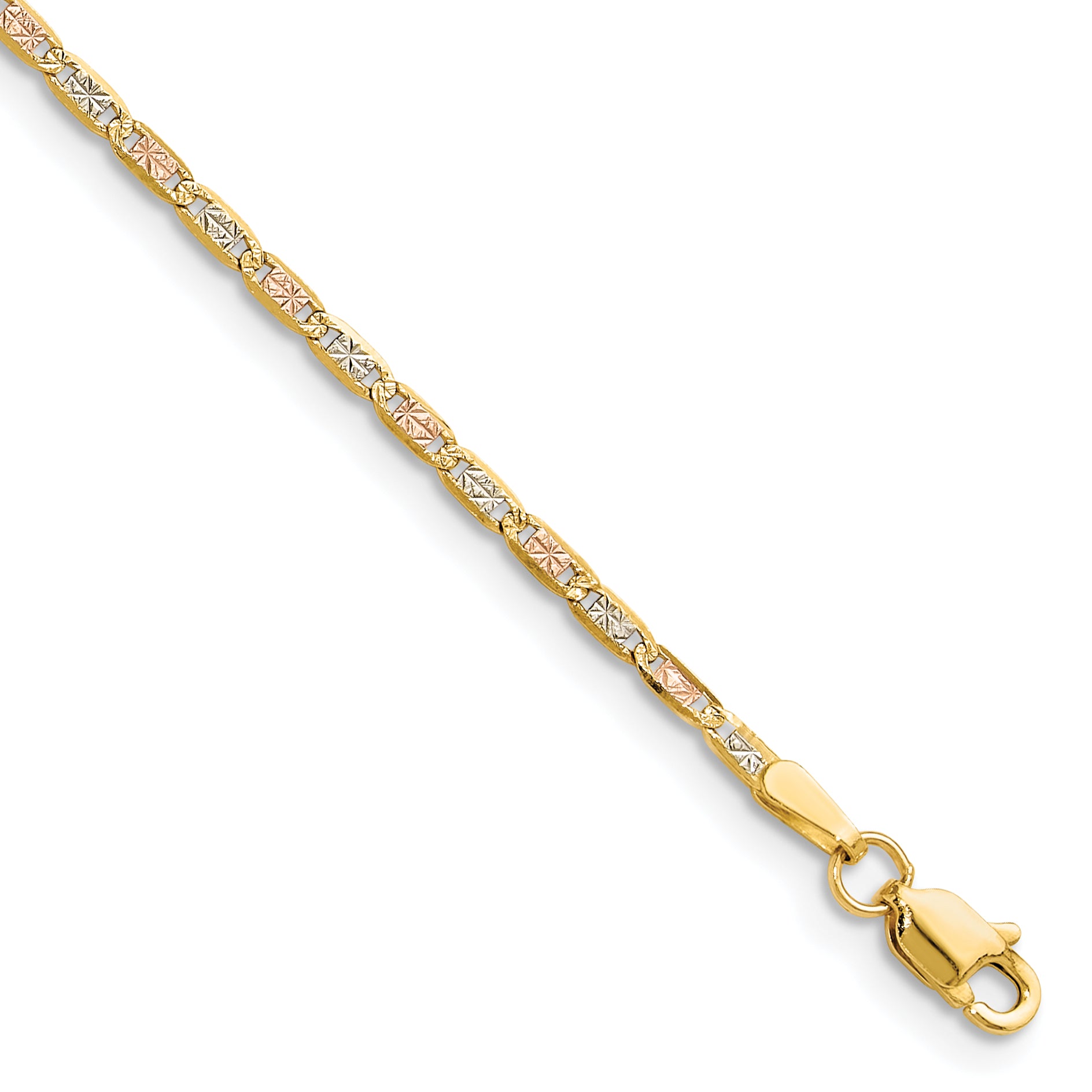 14k 2.0mm Tri-color Gold PavÃ© Valentino Chain