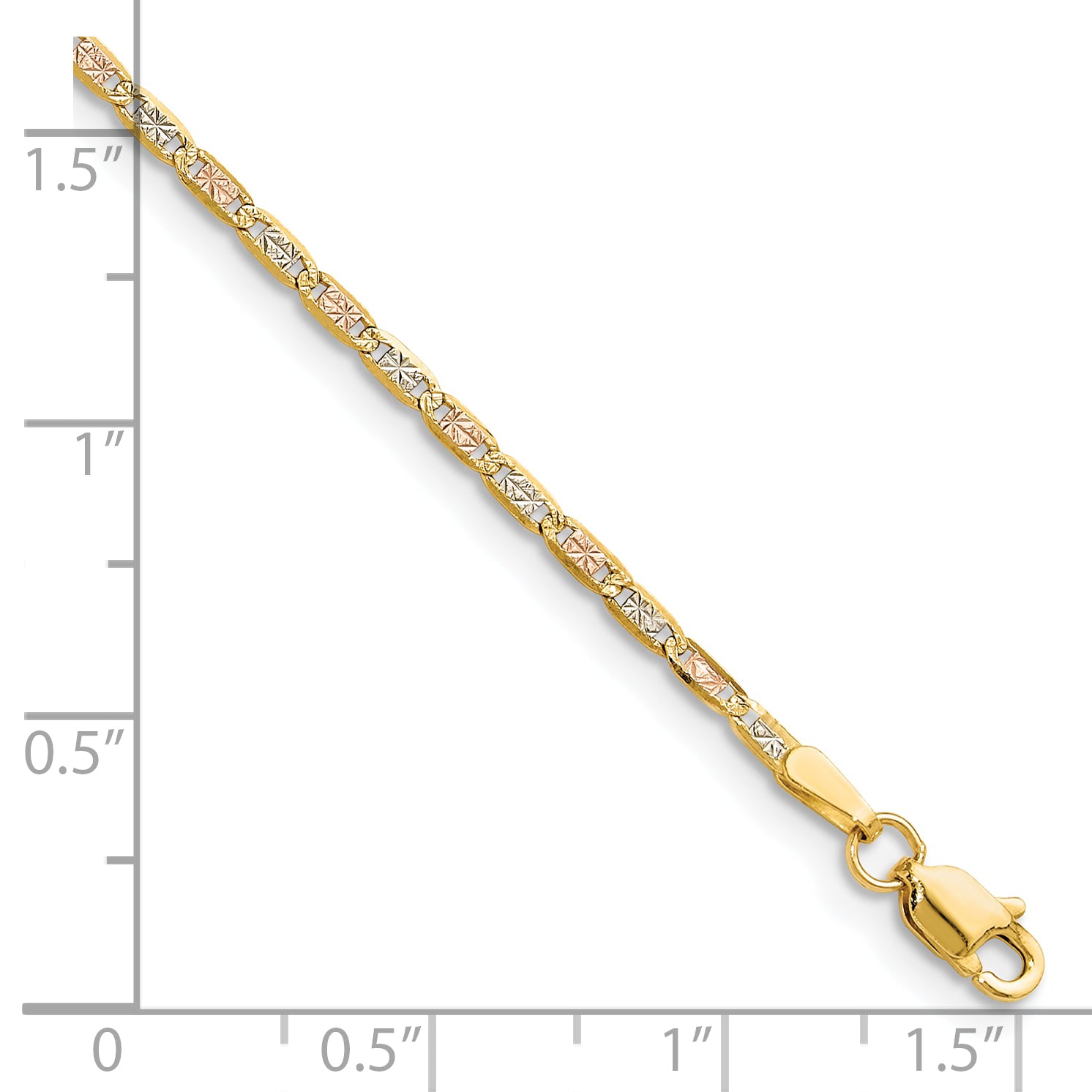 14k 2.0mm Tri-color Gold PavÃ© Valentino Chain