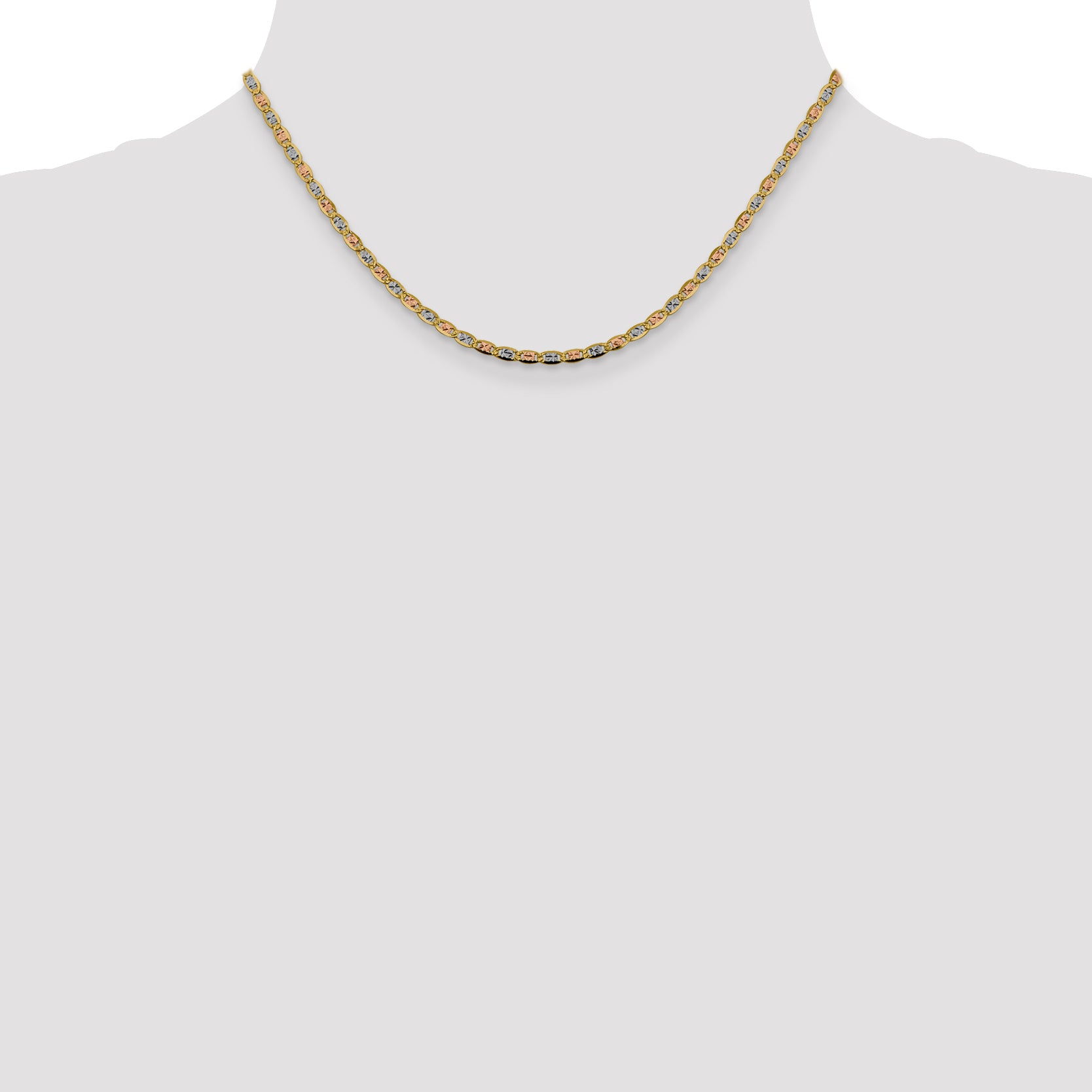 14k 2.75mm Tri-color Gold PavÃ© Valentino Chain