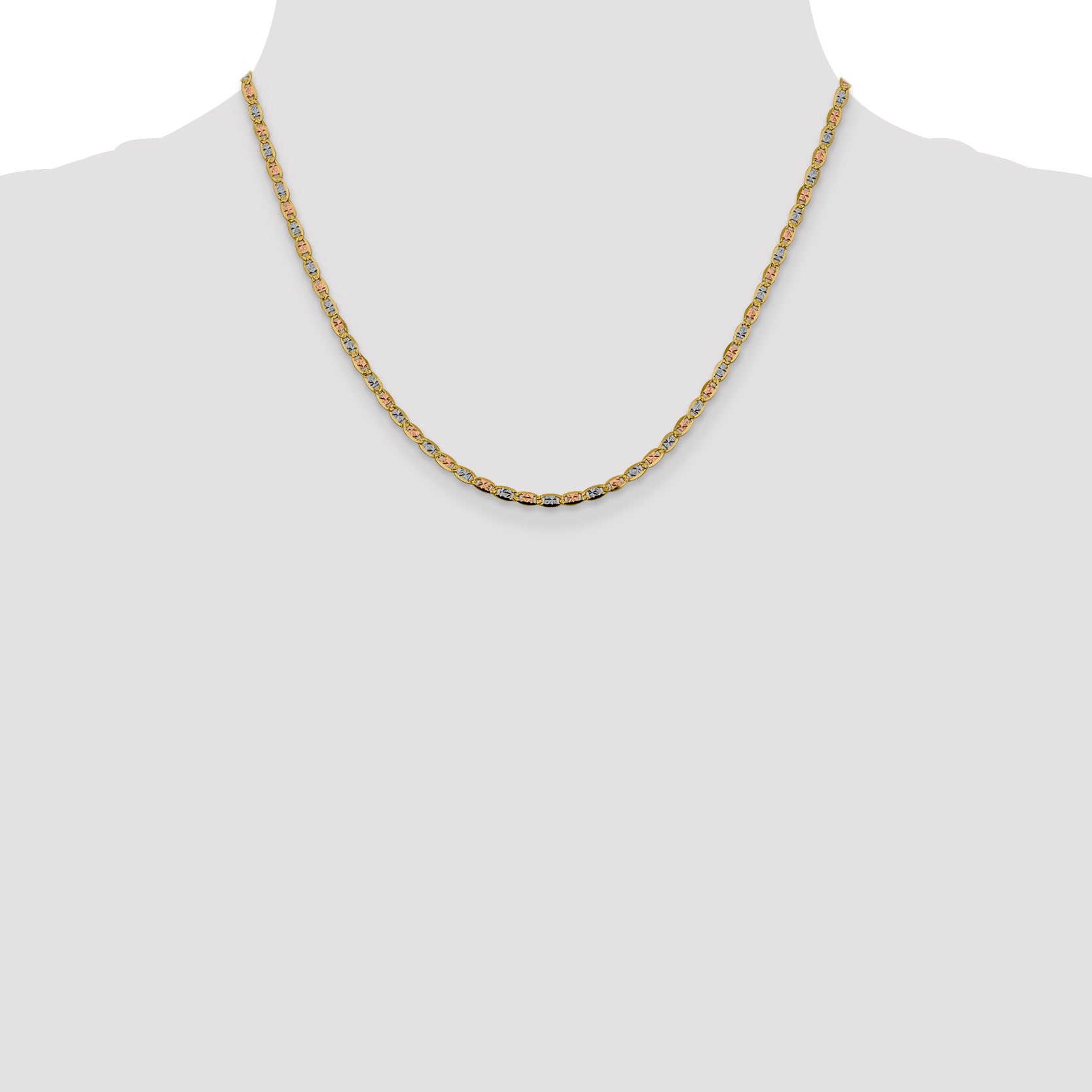 14k 2.75mm Tri-color Gold PavÃ© Valentino Chain