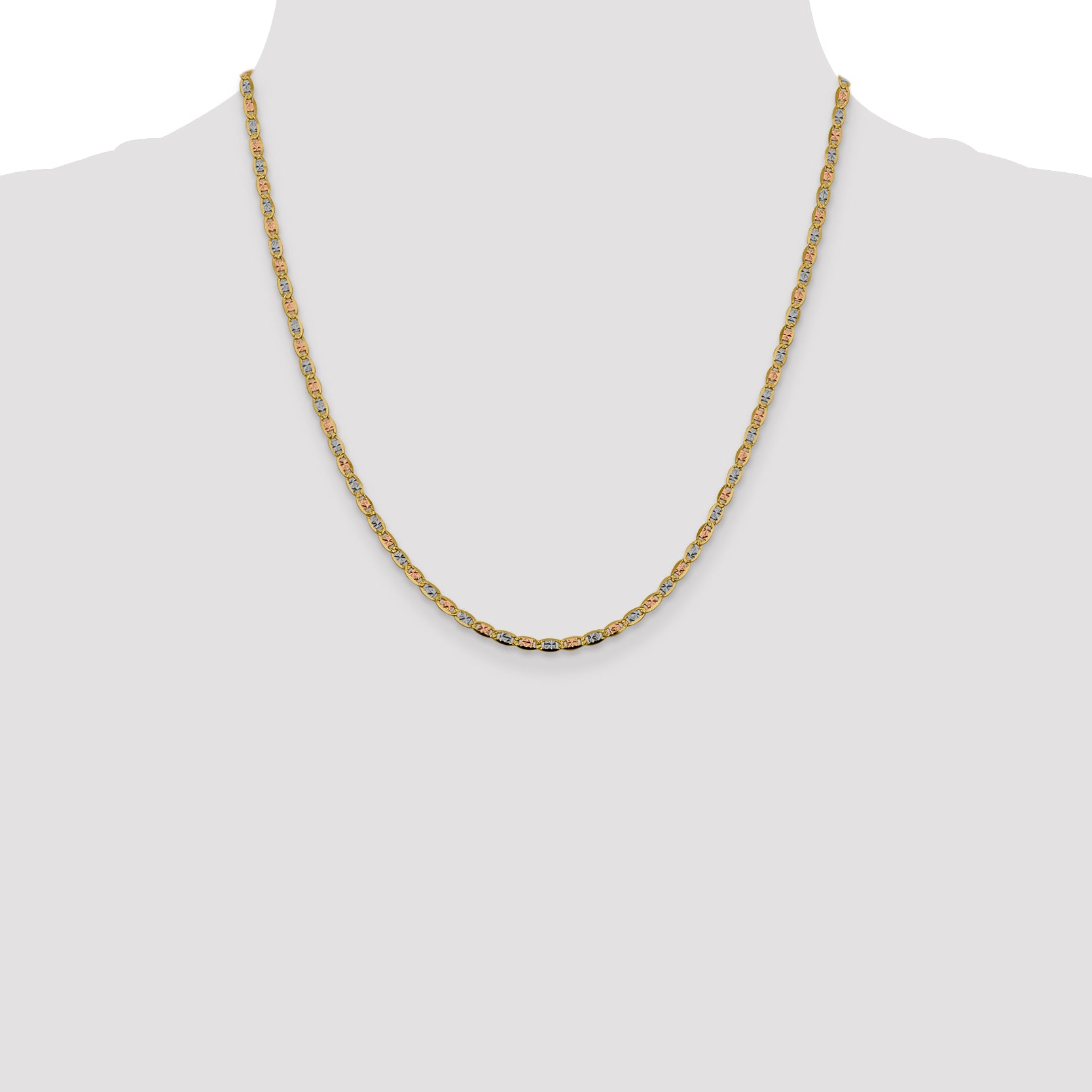 14k 2.75mm Tri-color Gold PavÃ© Valentino Chain