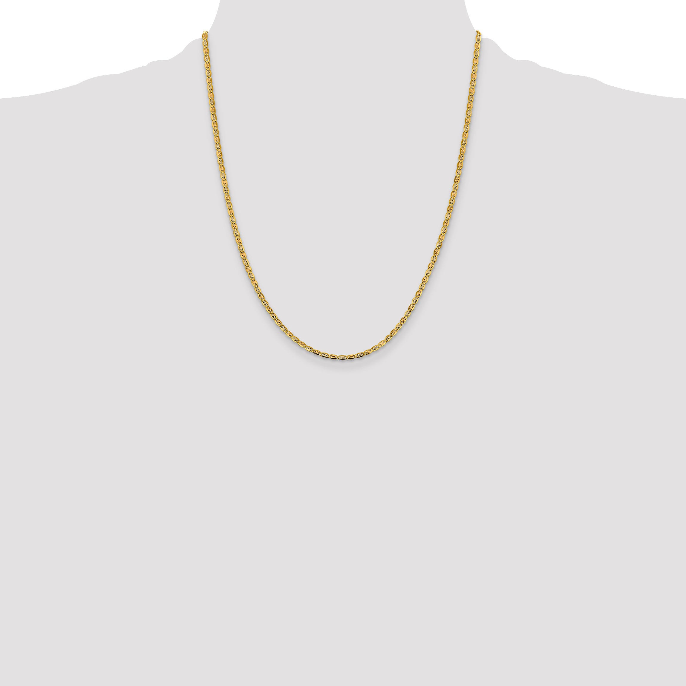 14k 2.75mm Tri-color Gold PavÃ© Valentino Chain