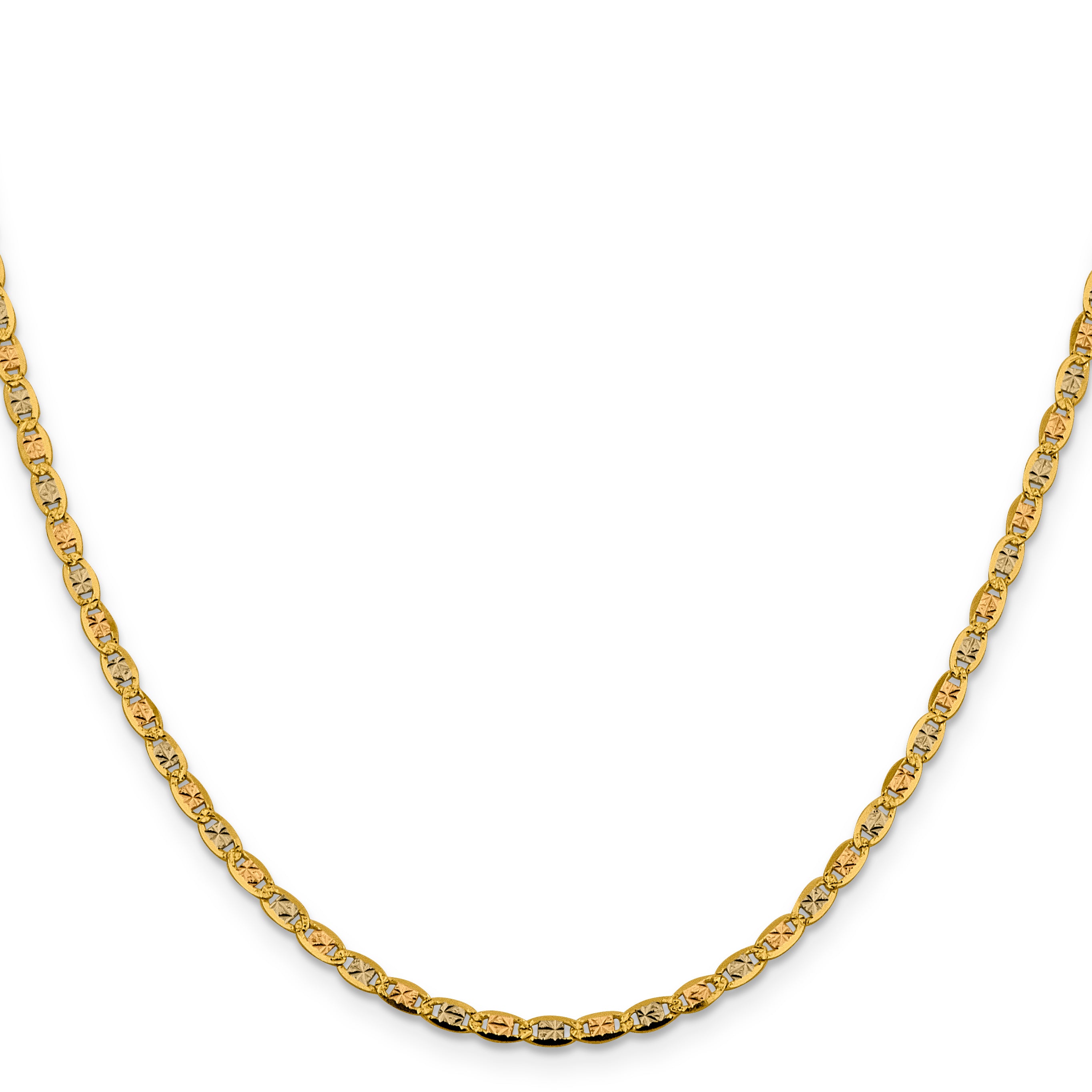 14k 2.75mm Tri-color Gold PavÃ© Valentino Chain