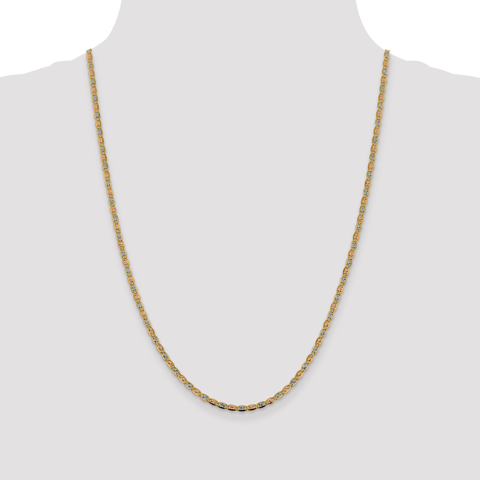14k 2.75mm Tri-color Gold PavÃ© Valentino Chain