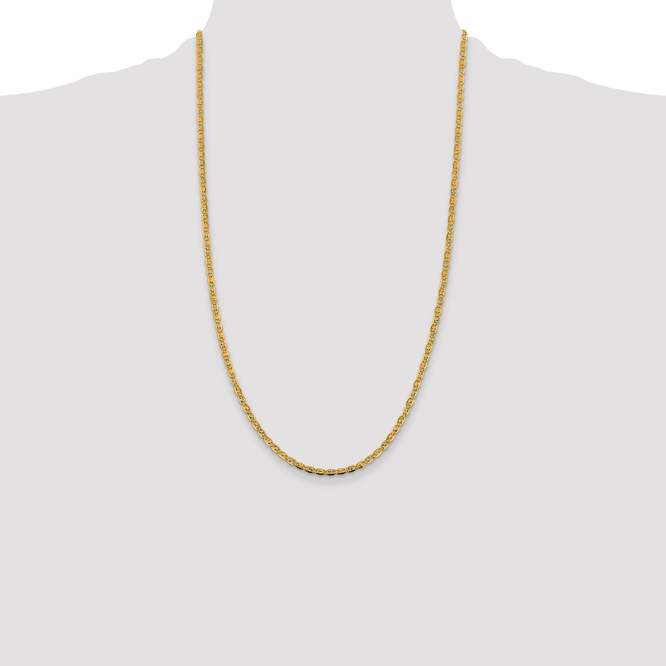 14k 2.75mm Tri-color Gold PavÃ© Valentino Chain