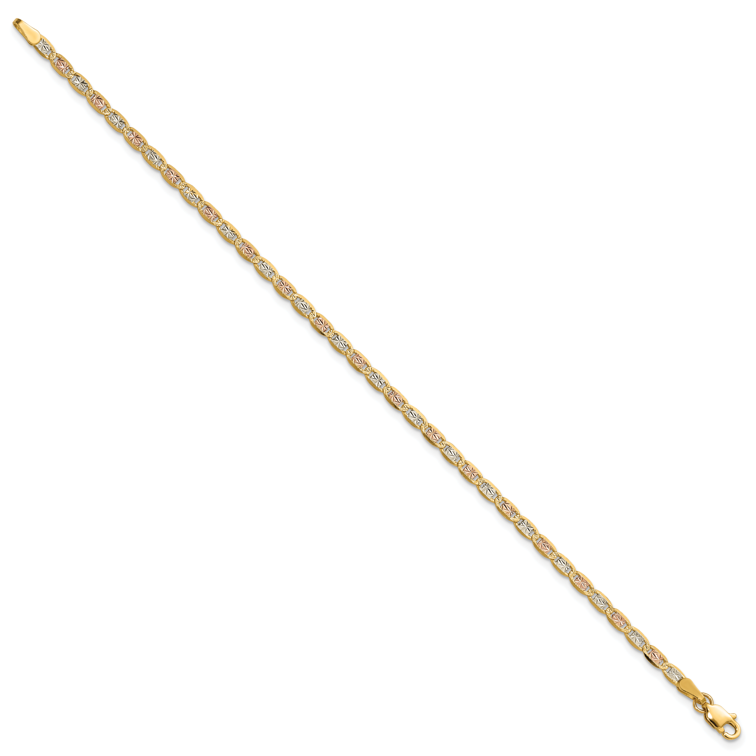 14k 2.75mm Tri-color Gold PavÃ© Valentino Chain