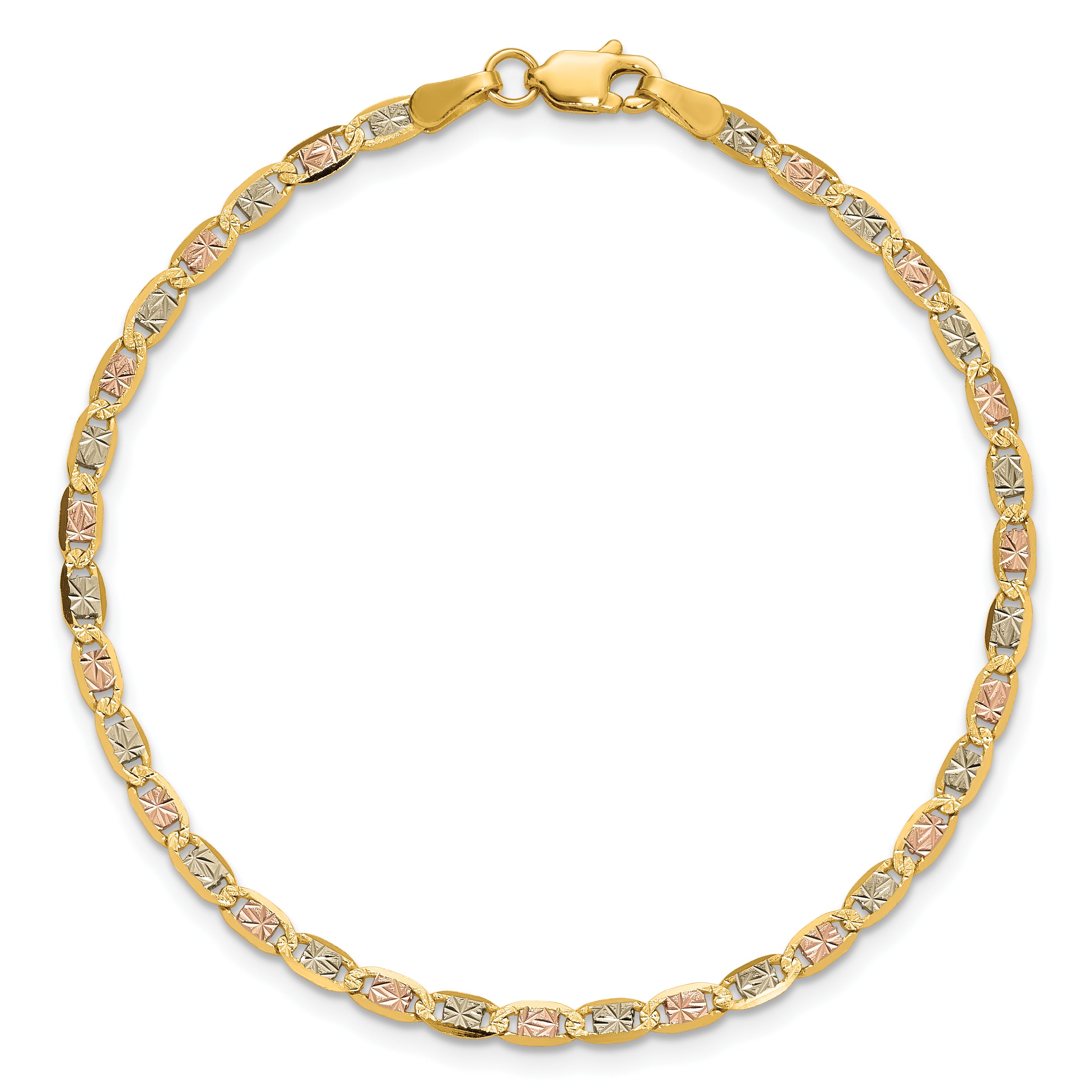 14k 2.75mm Tri-color Gold PavÃ© Valentino Chain