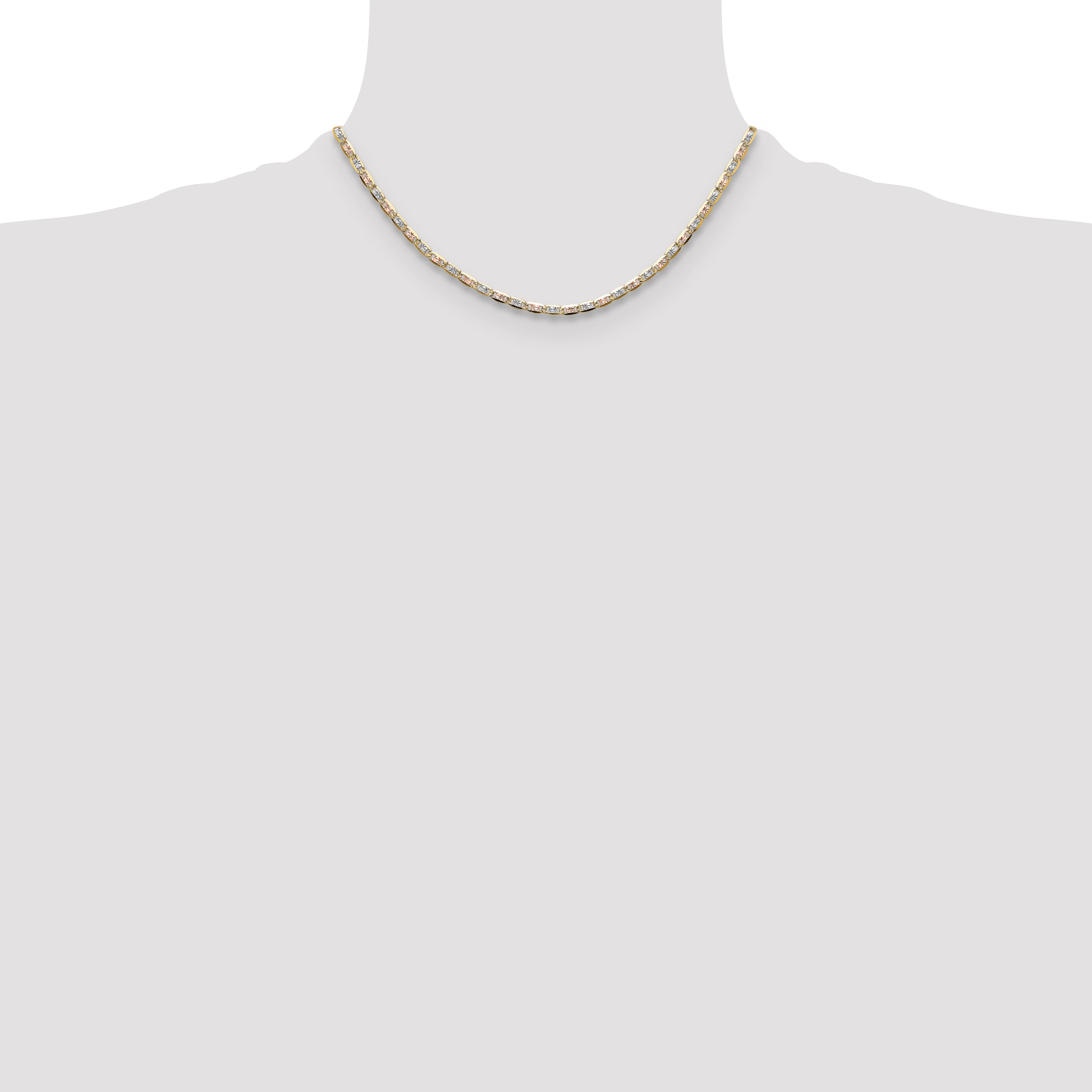 14k 3.2mm Tri-color Gold PavÃ© Valentino Chain