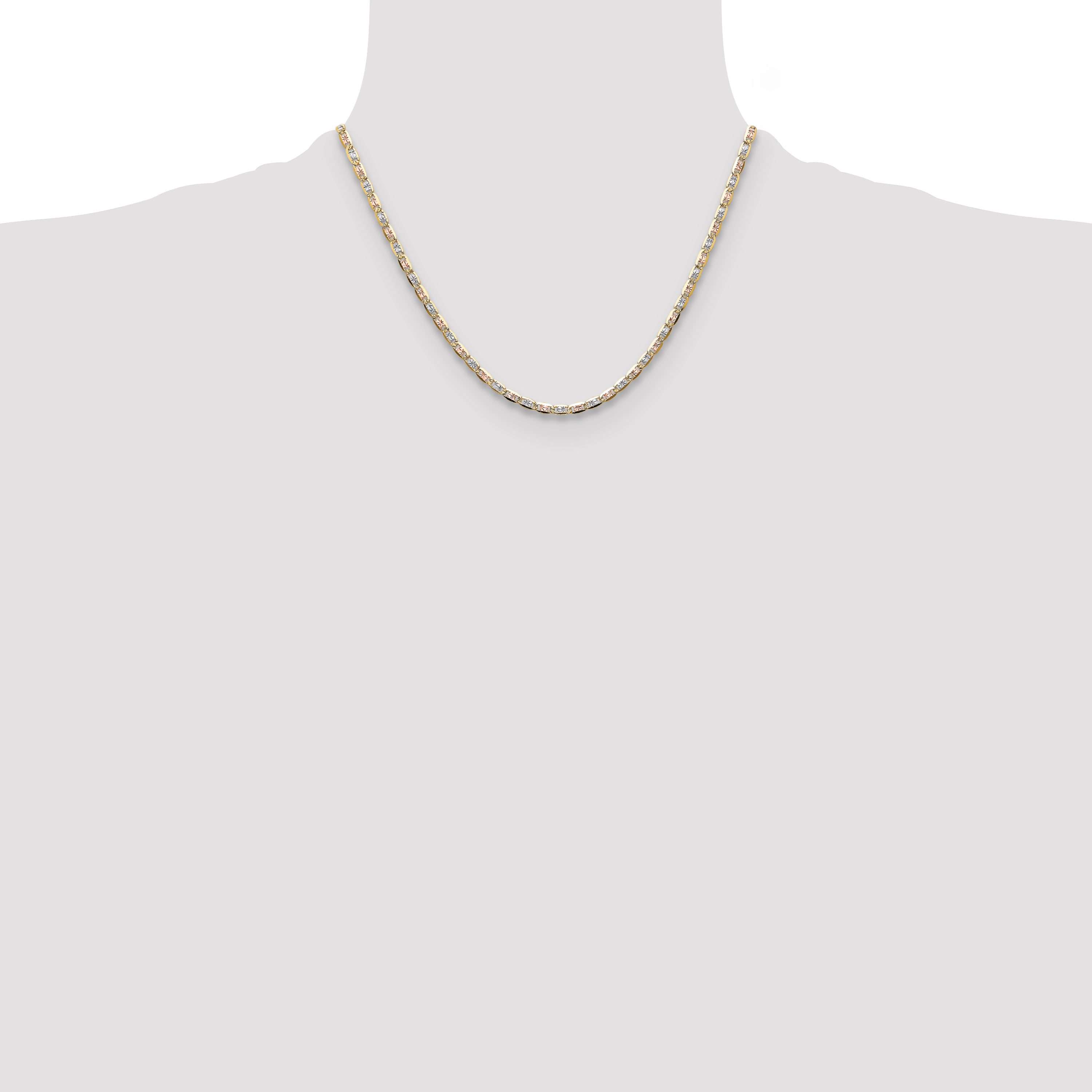 14k 3.2mm Tri-color Gold PavÃ© Valentino Chain