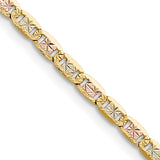 14k 3.2mm Tri-color Gold PavÃ© Valentino Chain