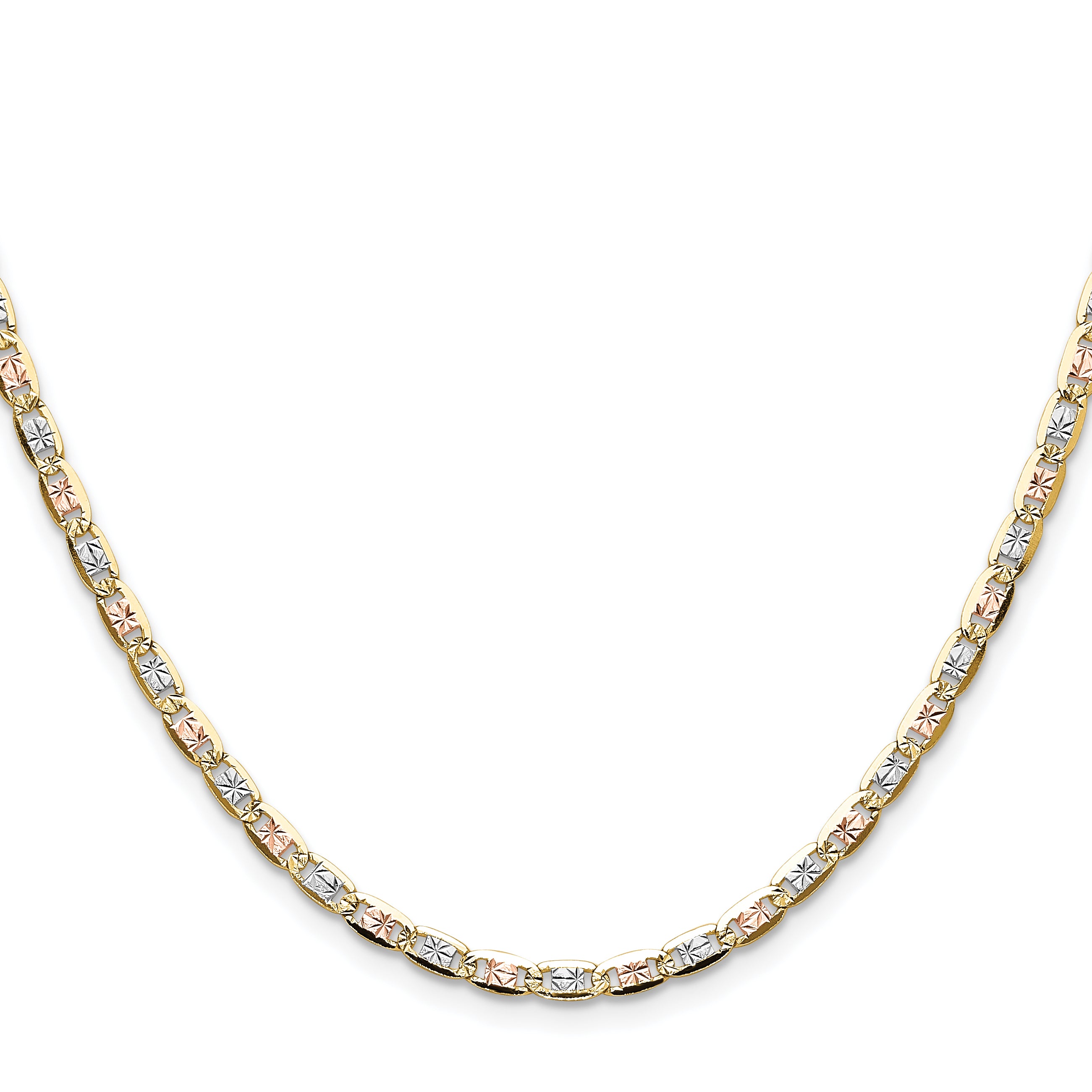 14k 3.2mm Tri-color Gold PavÃ© Valentino Chain