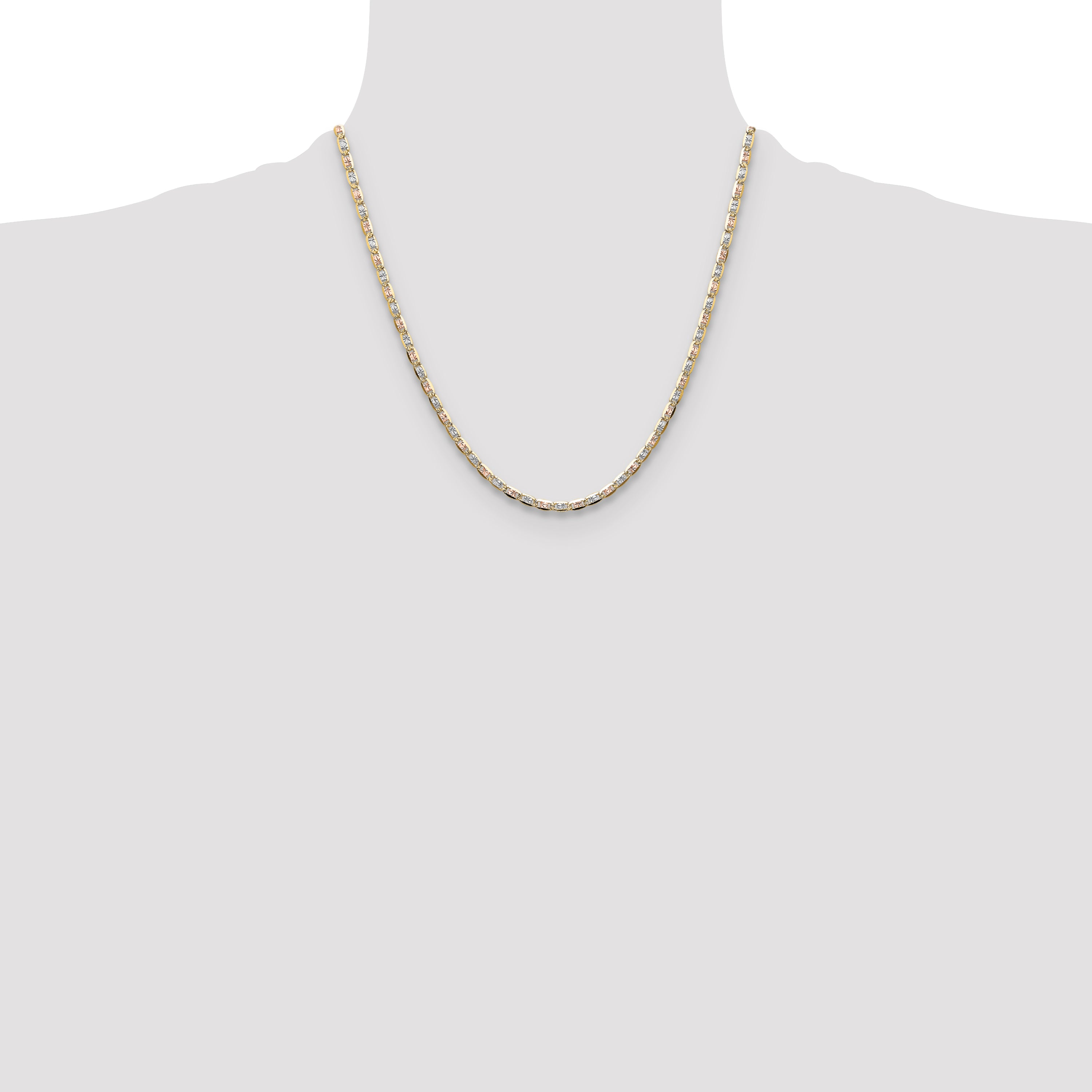 14k 3.2mm Tri-color Gold PavÃ© Valentino Chain