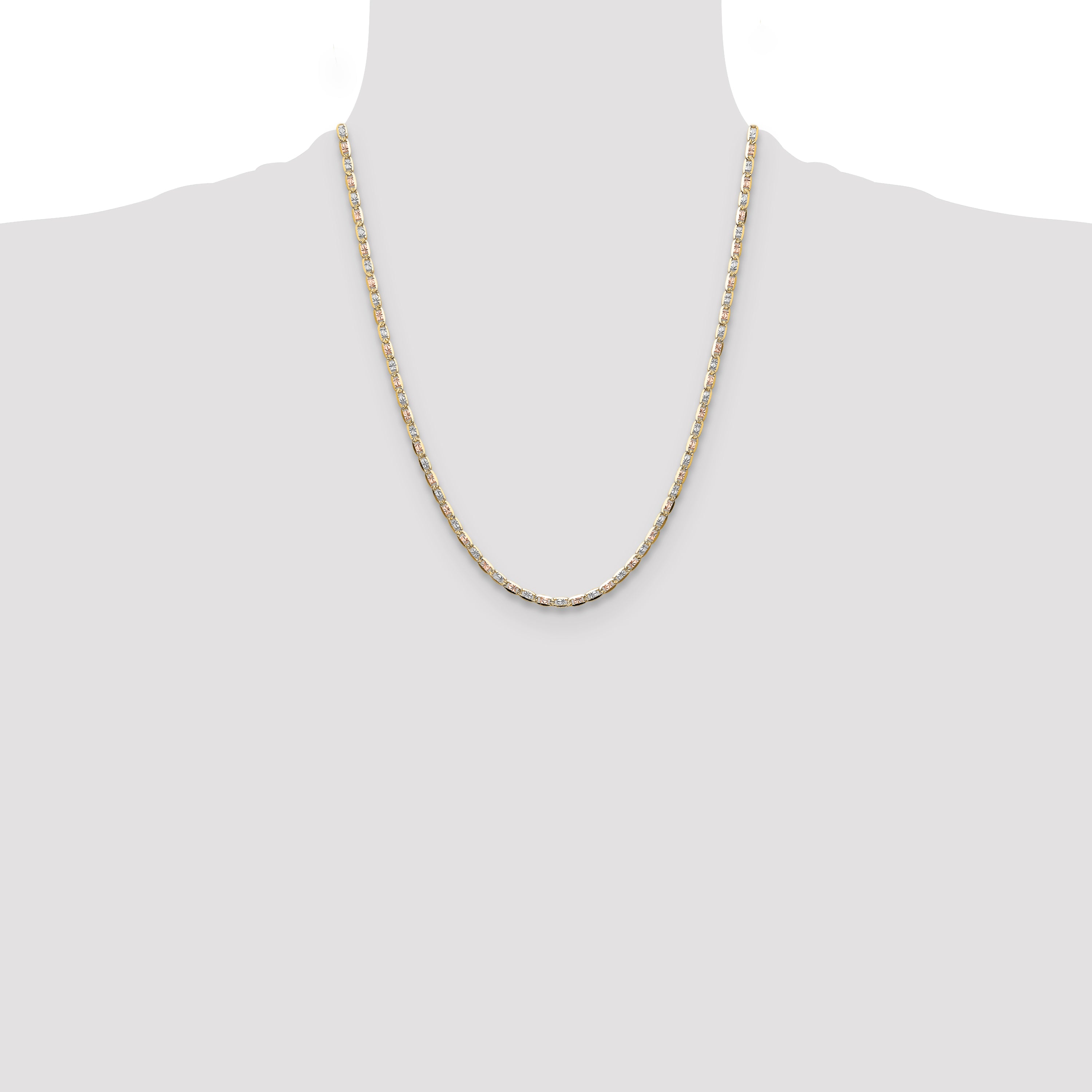 14k 3.2mm Tri-color Gold PavÃ© Valentino Chain