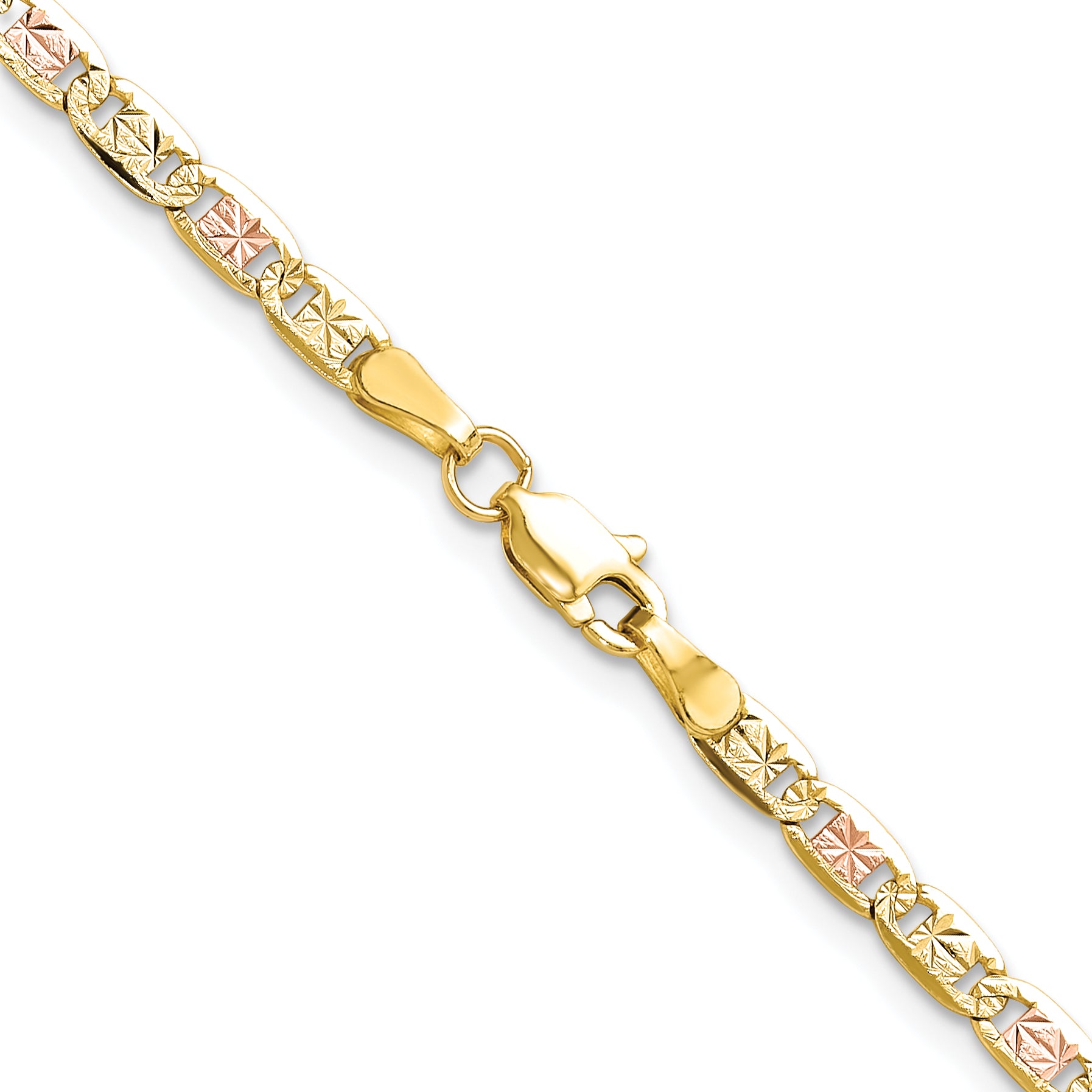 14k 3.2mm Tri-color Gold PavÃ© Valentino Chain