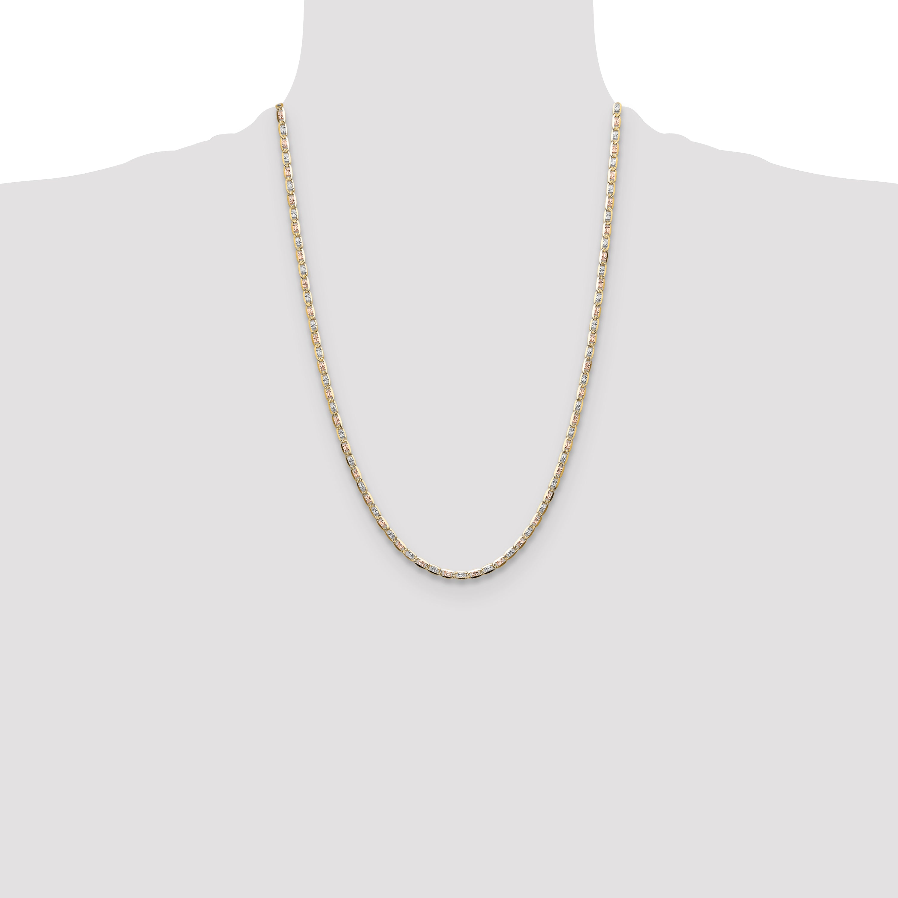 14k 3.2mm Tri-color Gold PavÃ© Valentino Chain