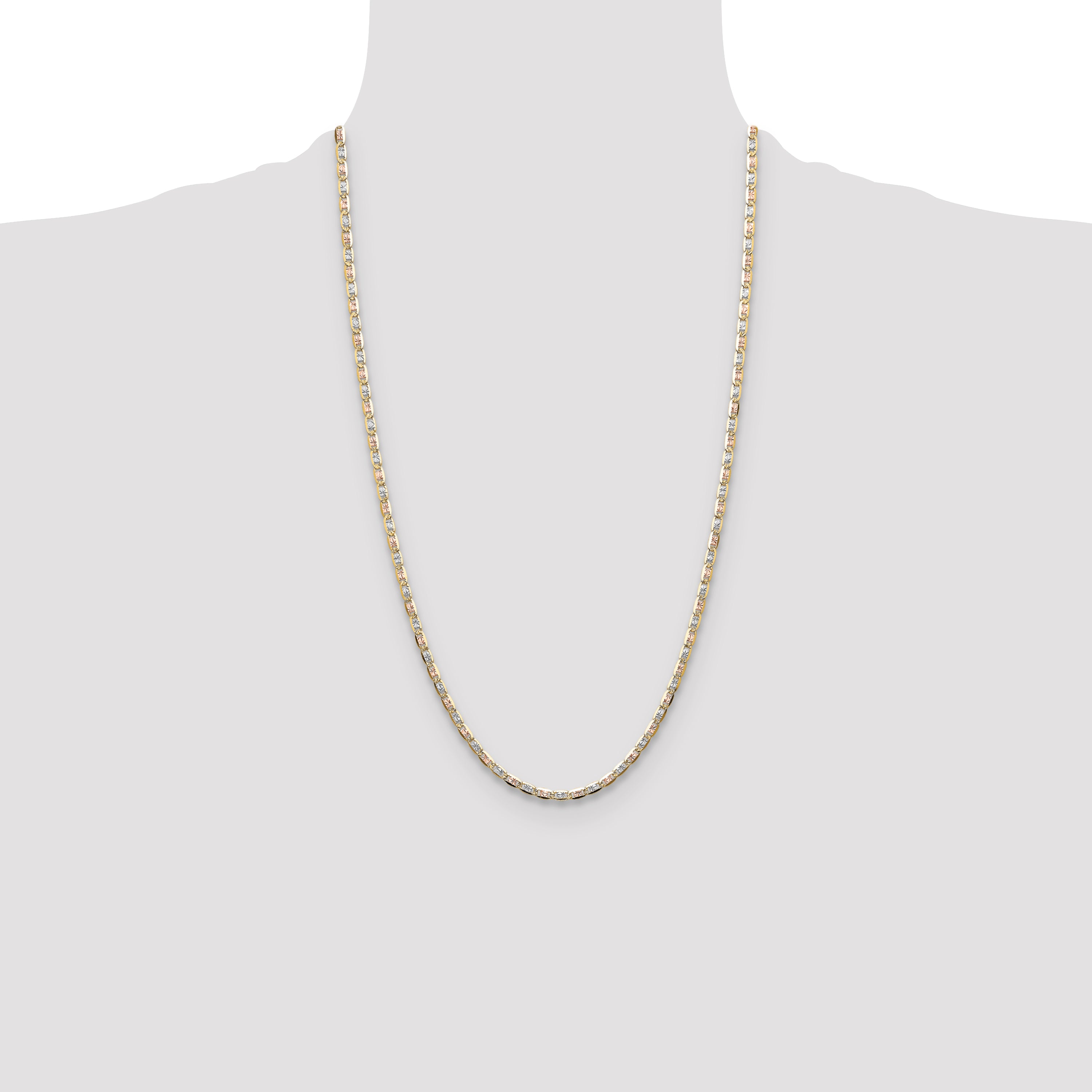 14k 3.2mm Tri-color Gold PavÃ© Valentino Chain