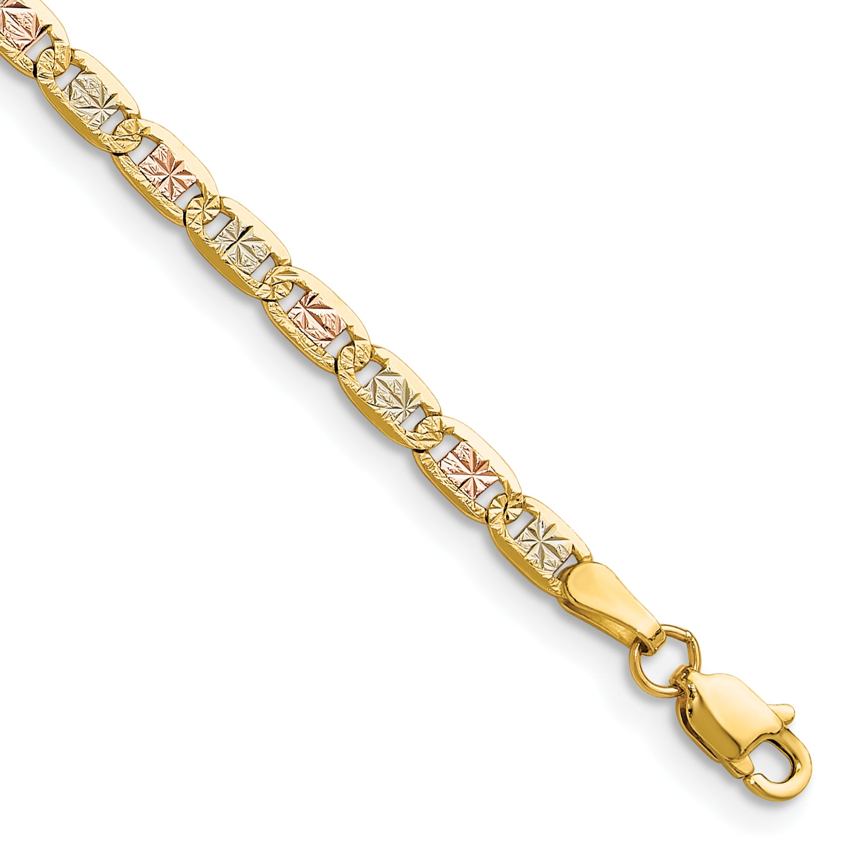 14k 3.2mm Tri-color Gold PavÃ© Valentino Chain