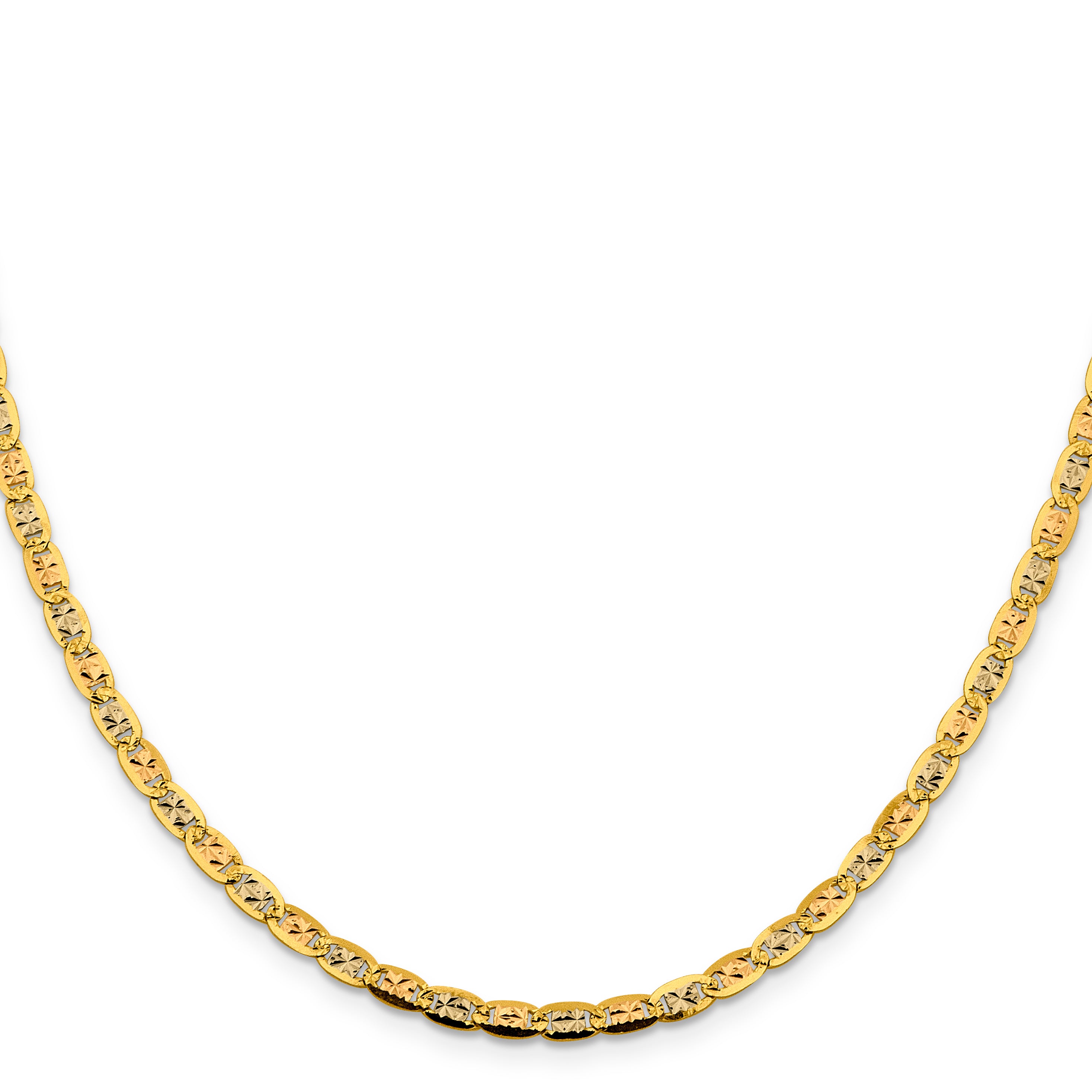 14k 3.8mm Tri-color Gold PavÃ© Valentino Chain