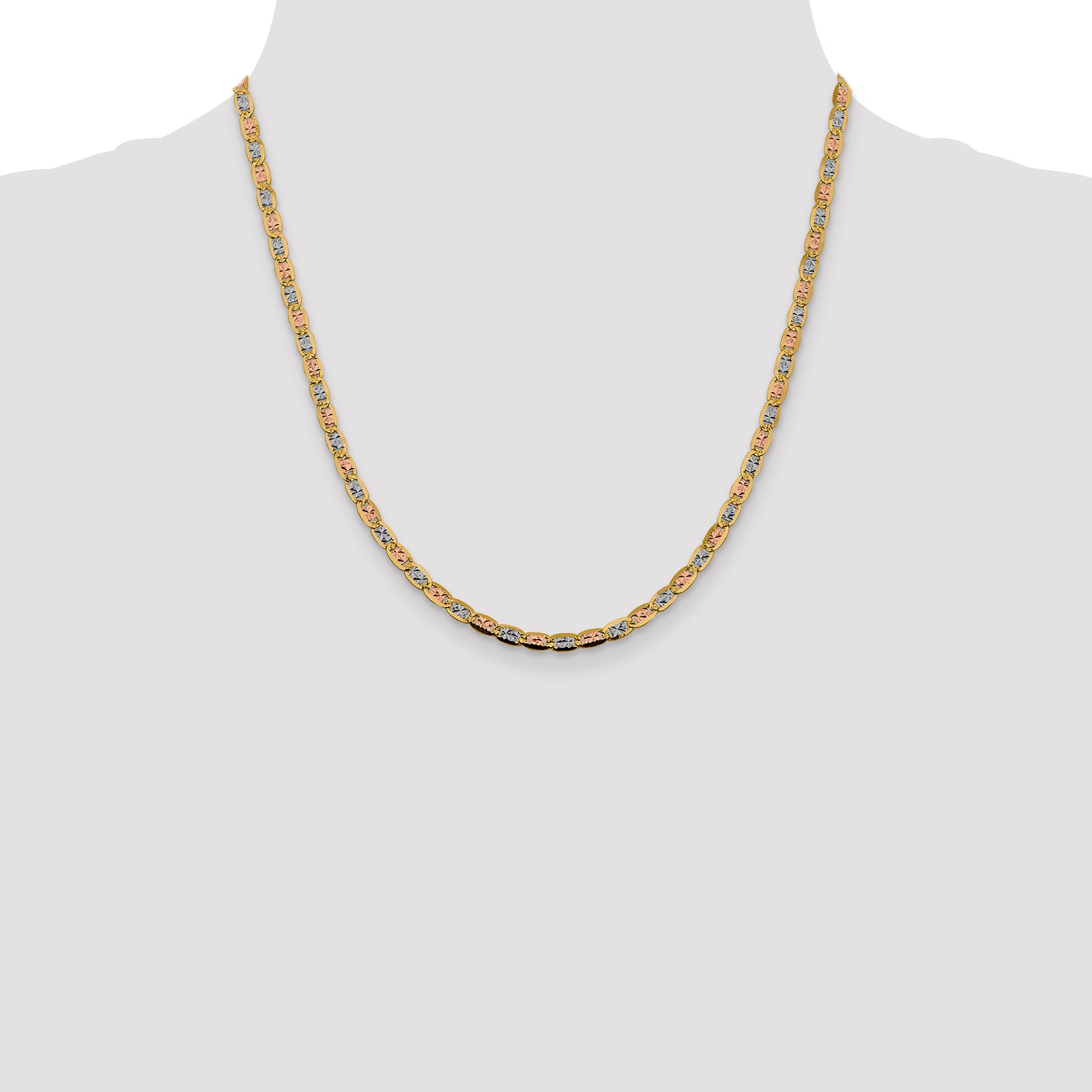 14k 3.8mm Tri-color Gold PavÃ© Valentino Chain