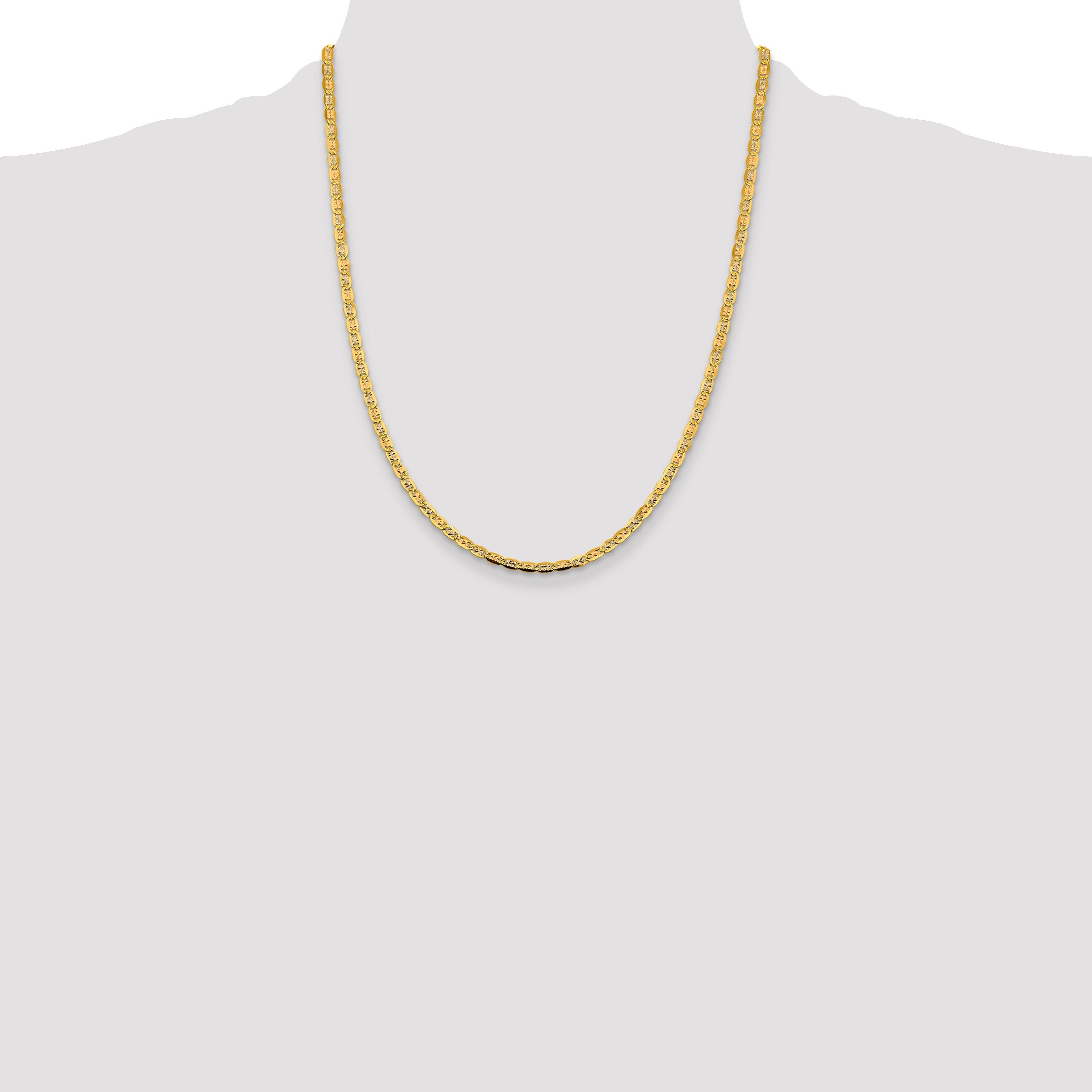 14k 3.8mm Tri-color Gold PavÃ© Valentino Chain