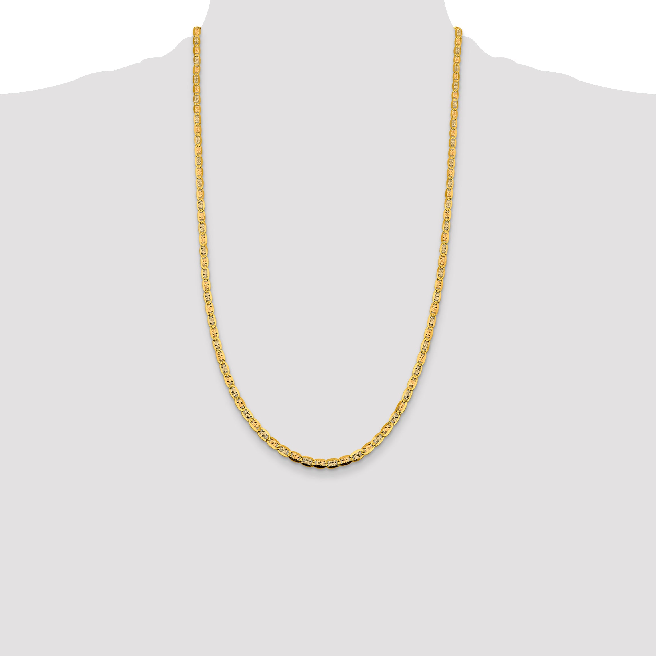 14k 3.8mm Tri-color Gold PavÃ© Valentino Chain