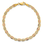 14k 3.8mm Tri-color Gold PavÃ© Valentino Chain